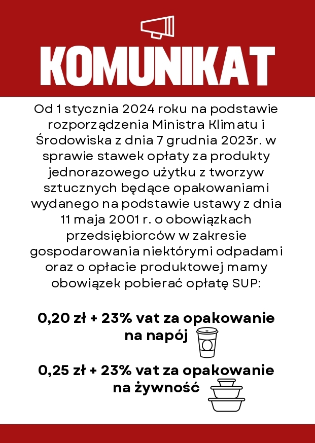 Komunikat o opłacie SUP